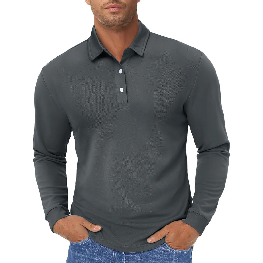 Men's Quick Dry Golf Polo Long Sleeve Shirt
