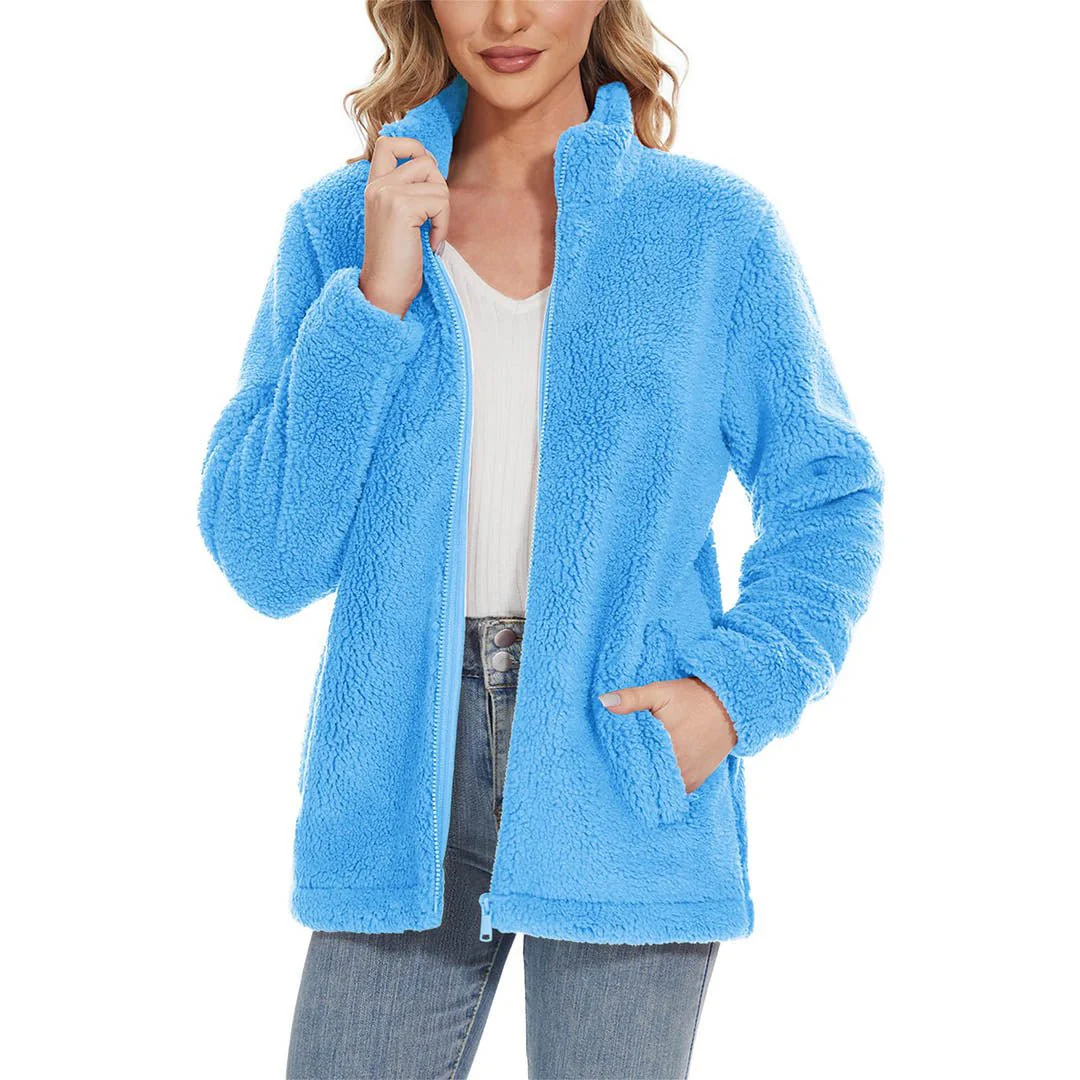 Women's Sherpa Fleece Full Zip Fuzzy Jackets