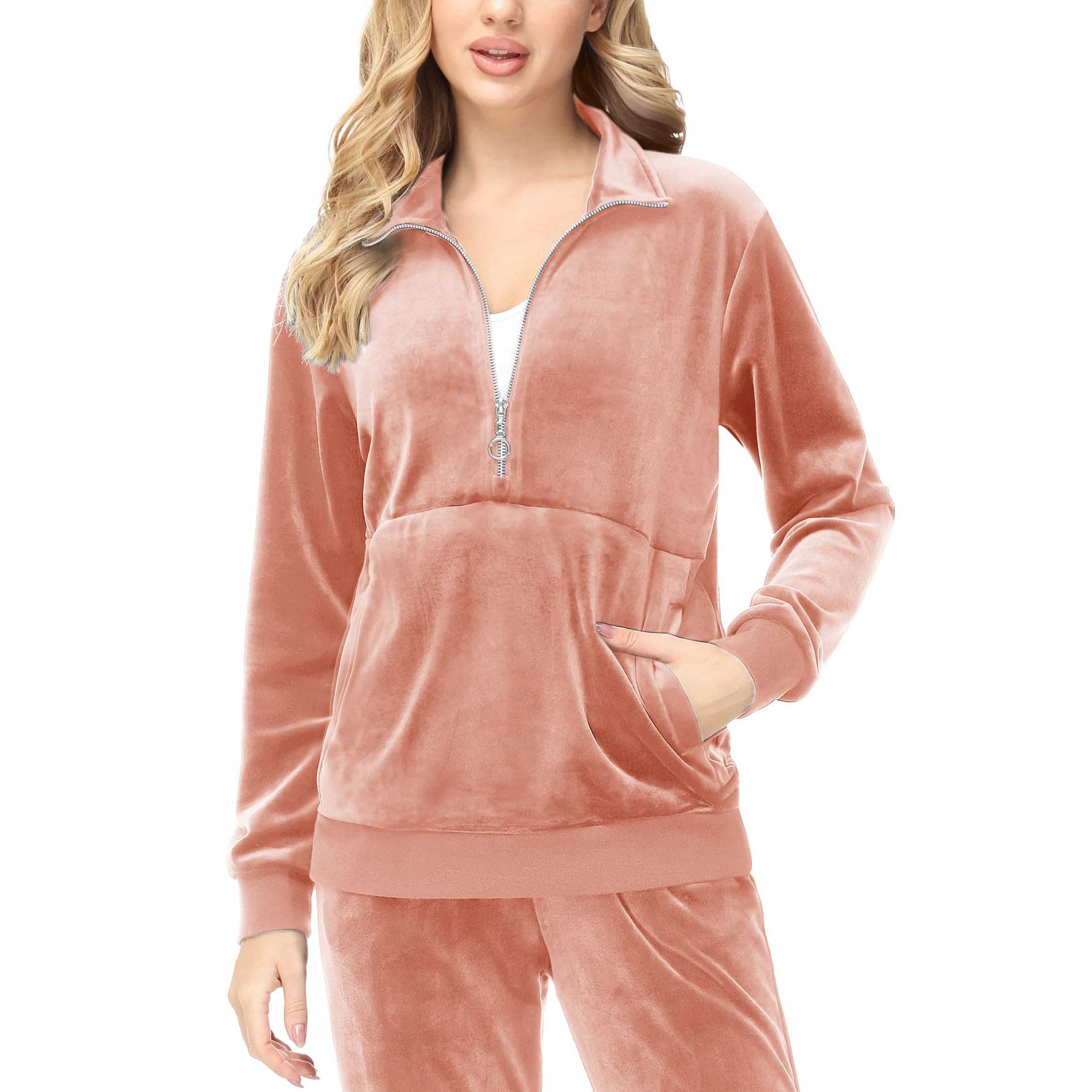 Women's Half Zip Velour Pullovers