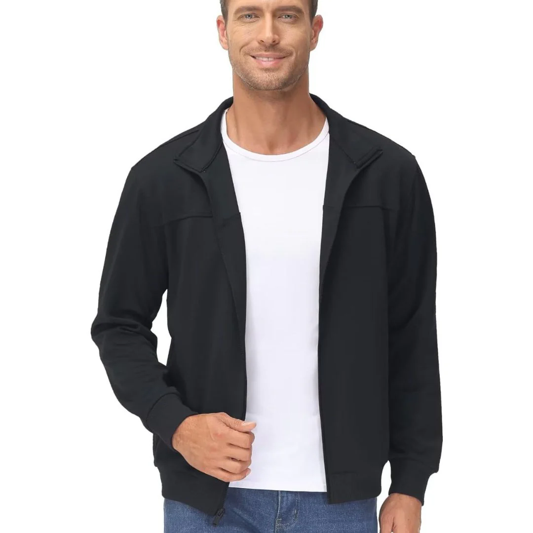 Men's Track Lightweight Full Zip Up Stand Collar Jacket