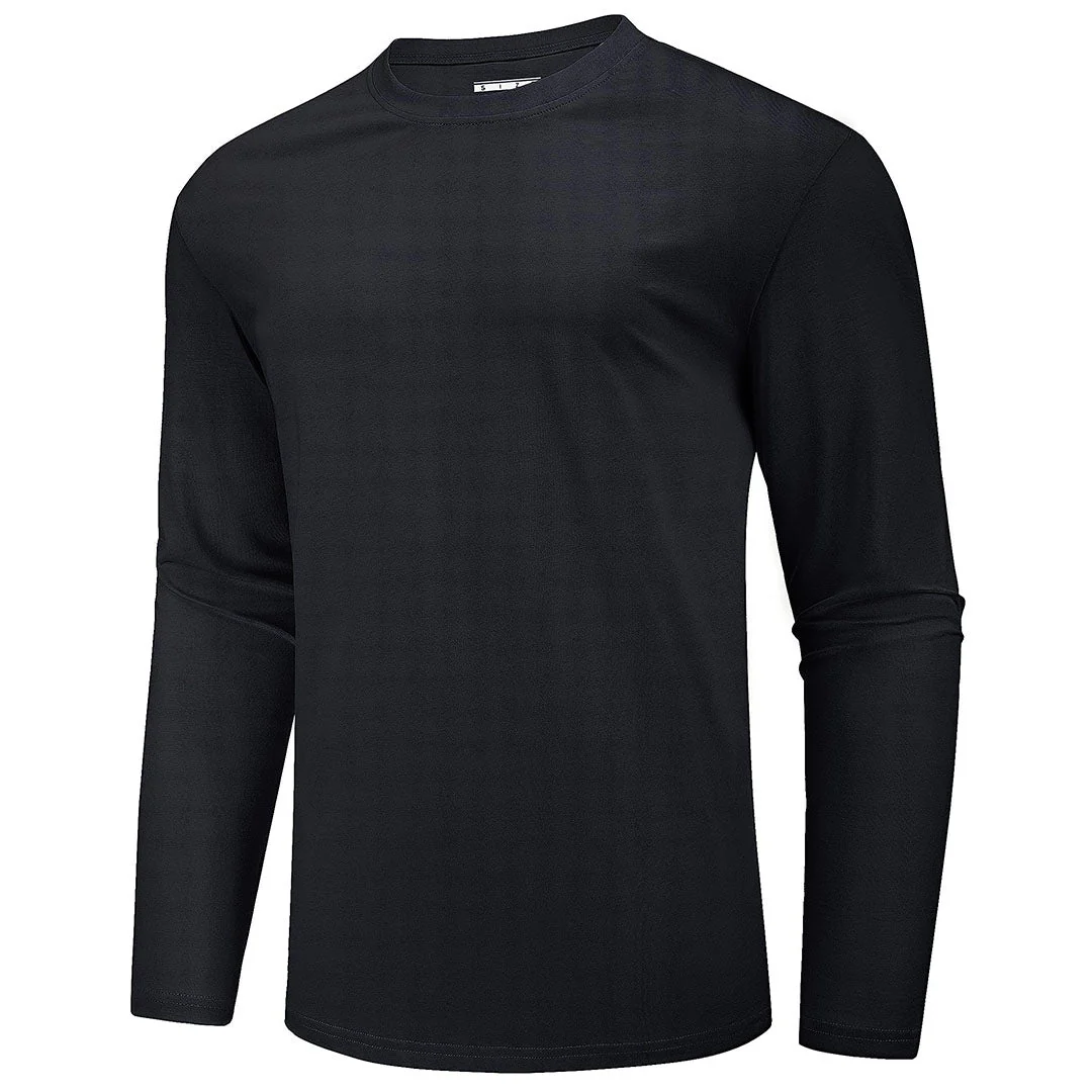 Men's Cotton Solid Color Classic Casual Long Sleeve T-shirt