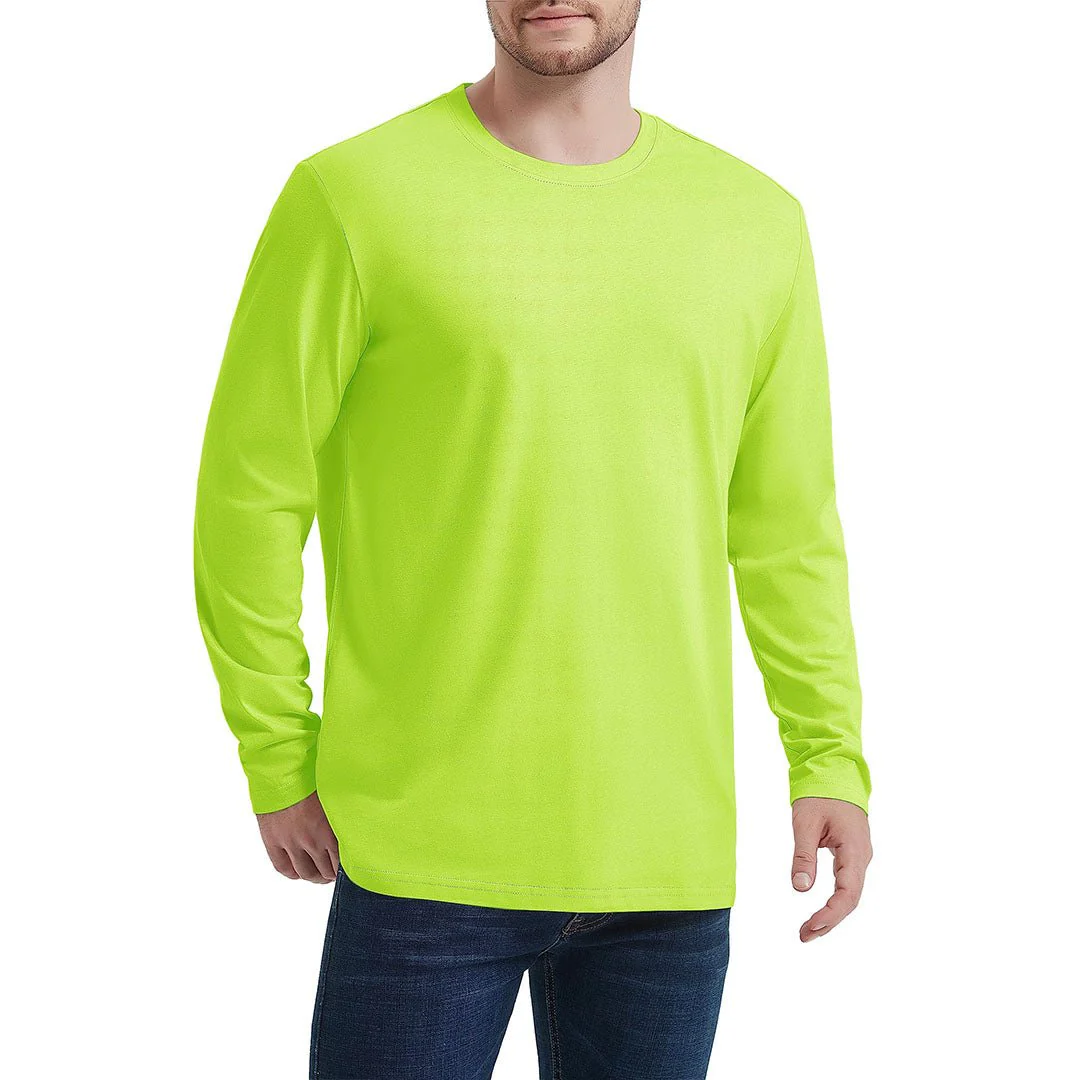 Men's Cotton Solid Color Classic Casual Long Sleeve T-shirt