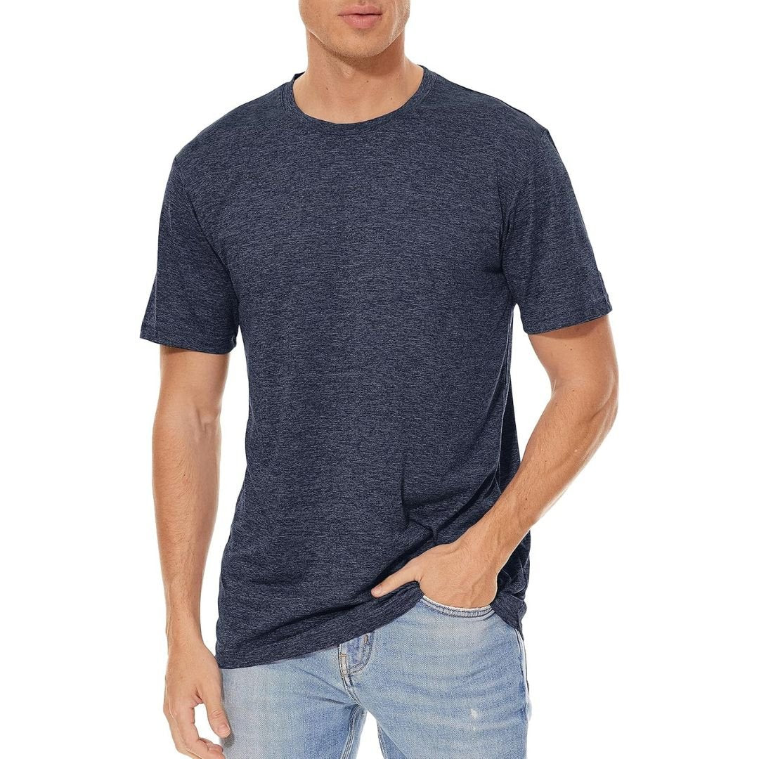 Men's Quick-Dry Solid Round Neck T-shirt