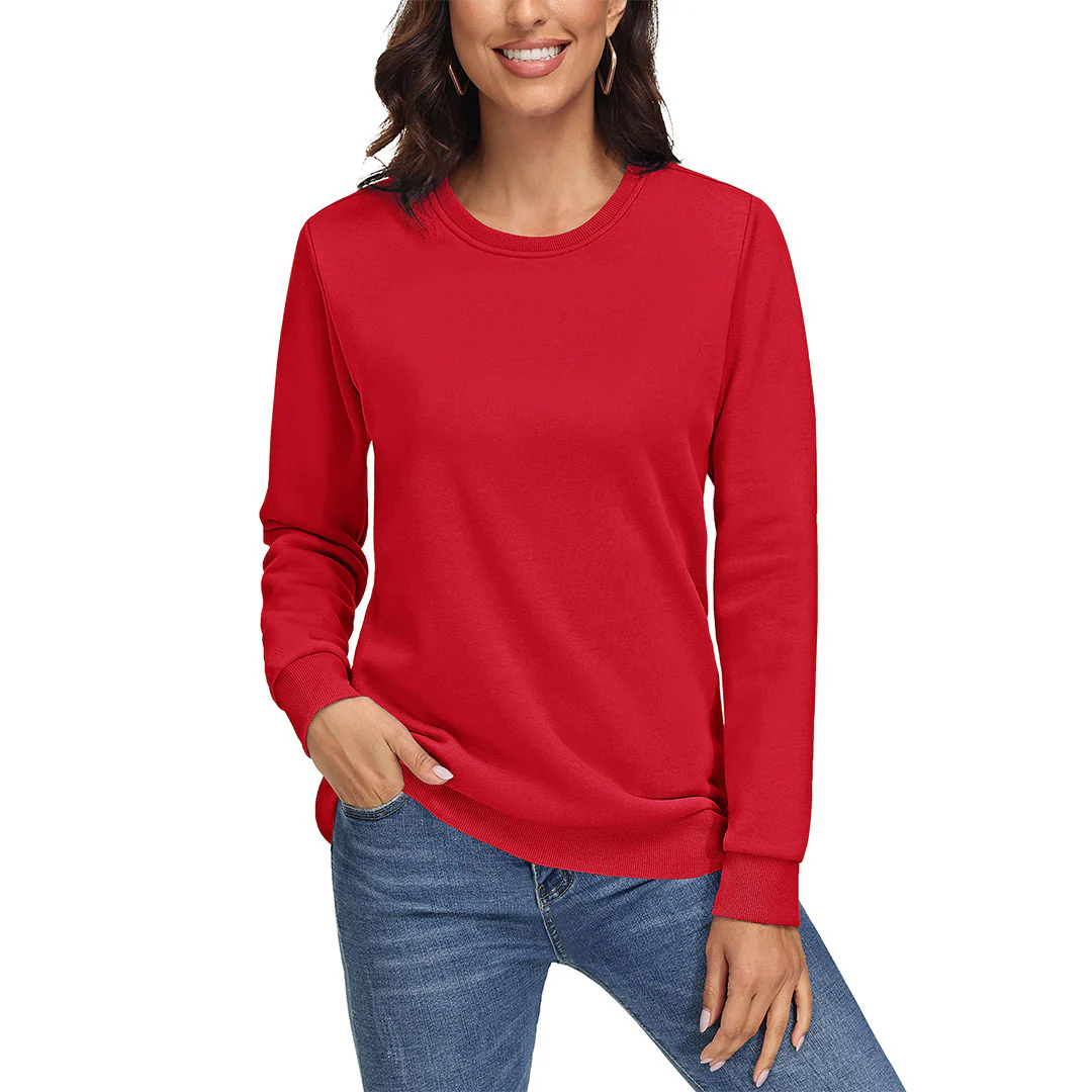 Women's Fleece-Lined Crewneck Casual Sweatshirts