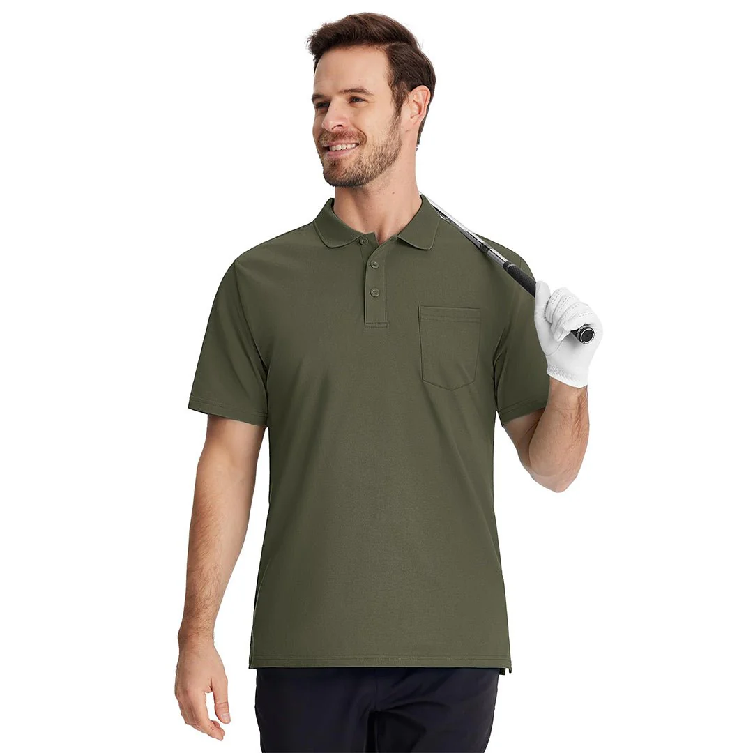 Men's Moisture Wicking Golf Polo Shirts with Pocket