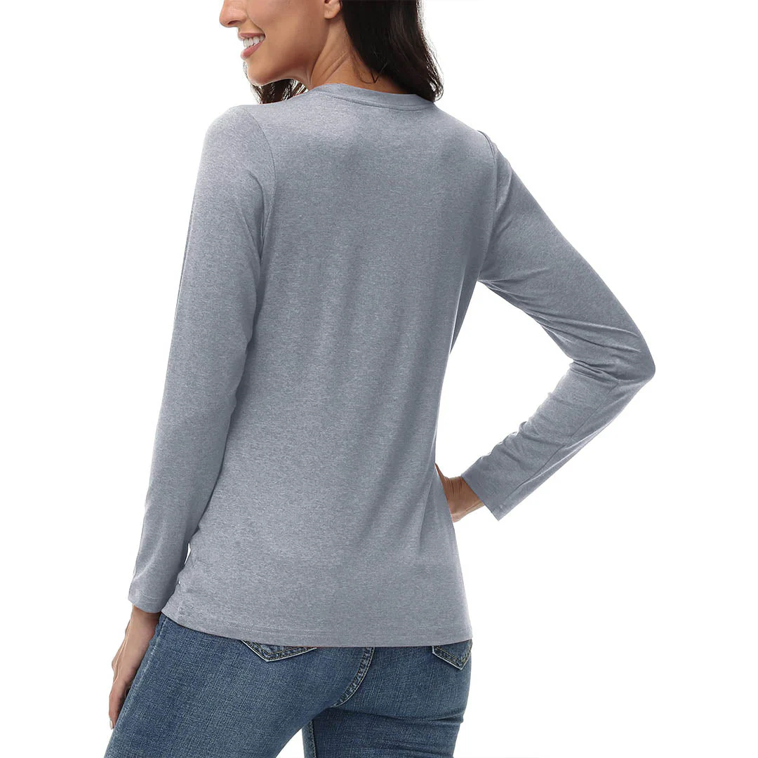 Women's V-Neck Sun Shirts UPF 50+ Long Sleeve T-Shirts