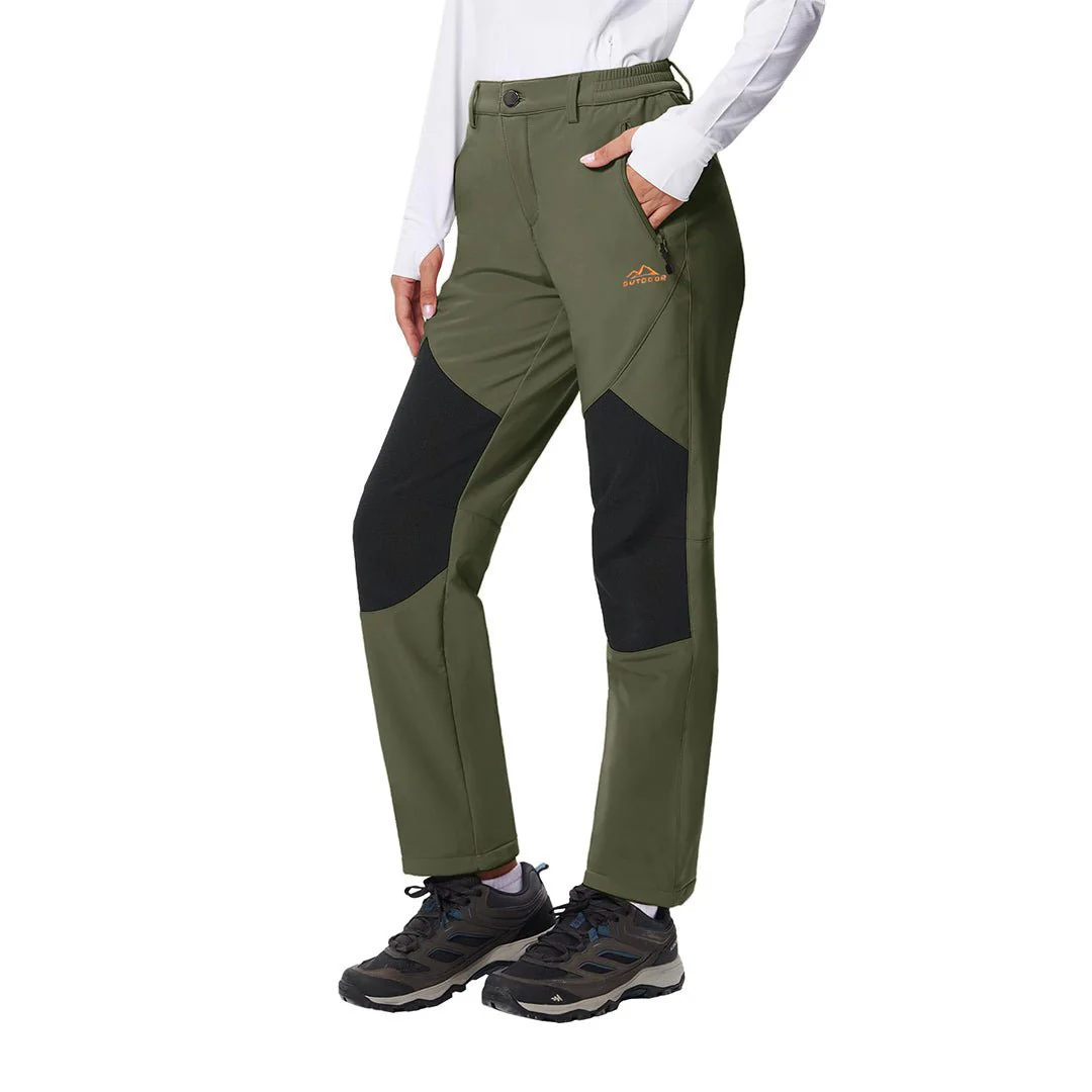 Women's Outdoor Windproof Fleece Lined Hiking Softshell Pants