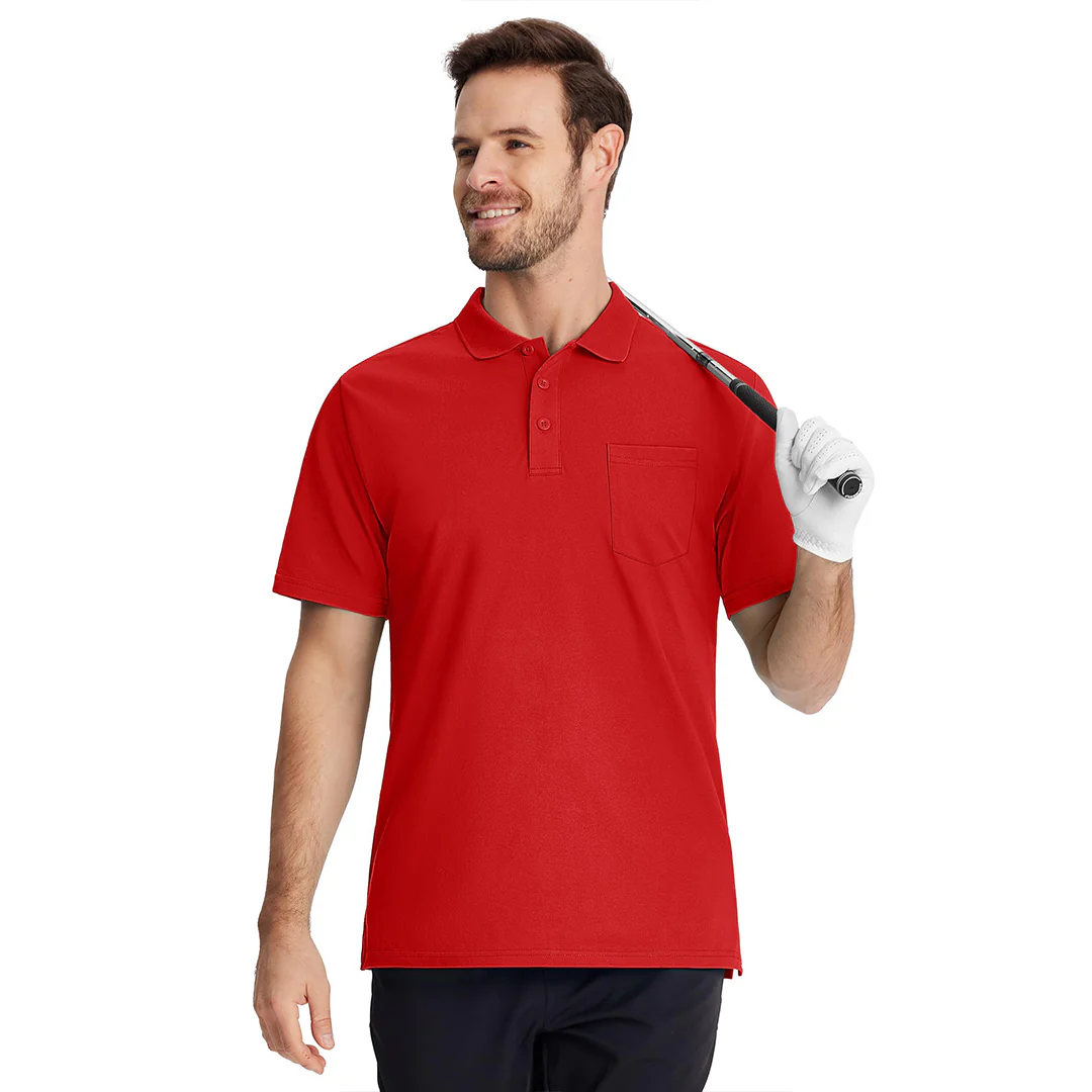 Men's Moisture Wicking Golf Polo Shirts with Pocket