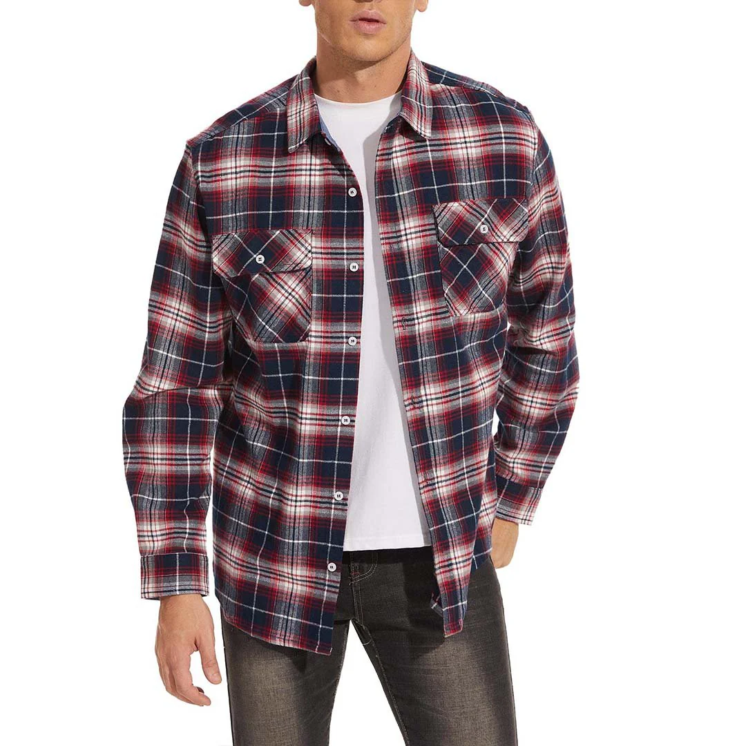 Men's Flannel Tesla Plaid Shirts Long Sleeve