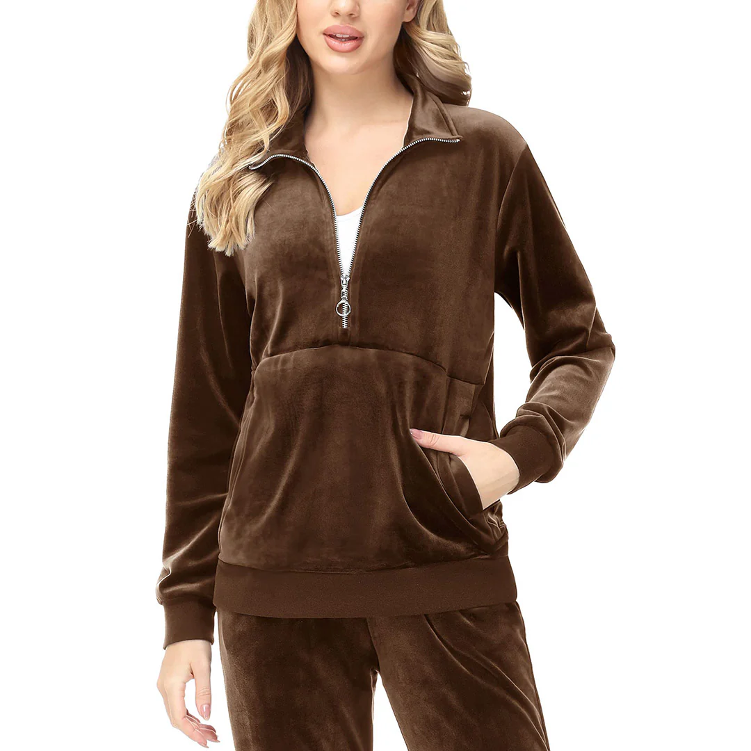 Women's Half Zip Velour Pullovers