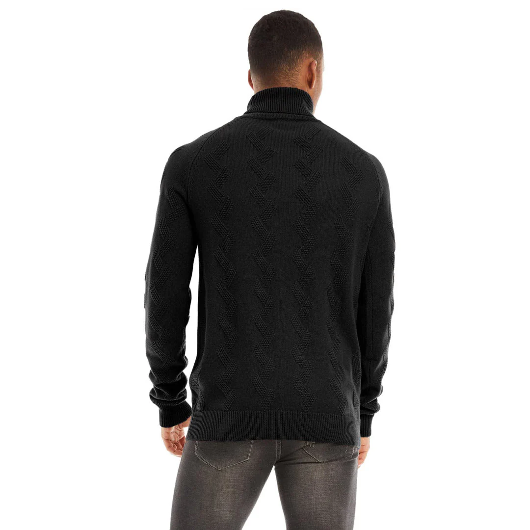 Men's Cotton Sweaters Long Sleeves Pullover Knitted Turtleneck