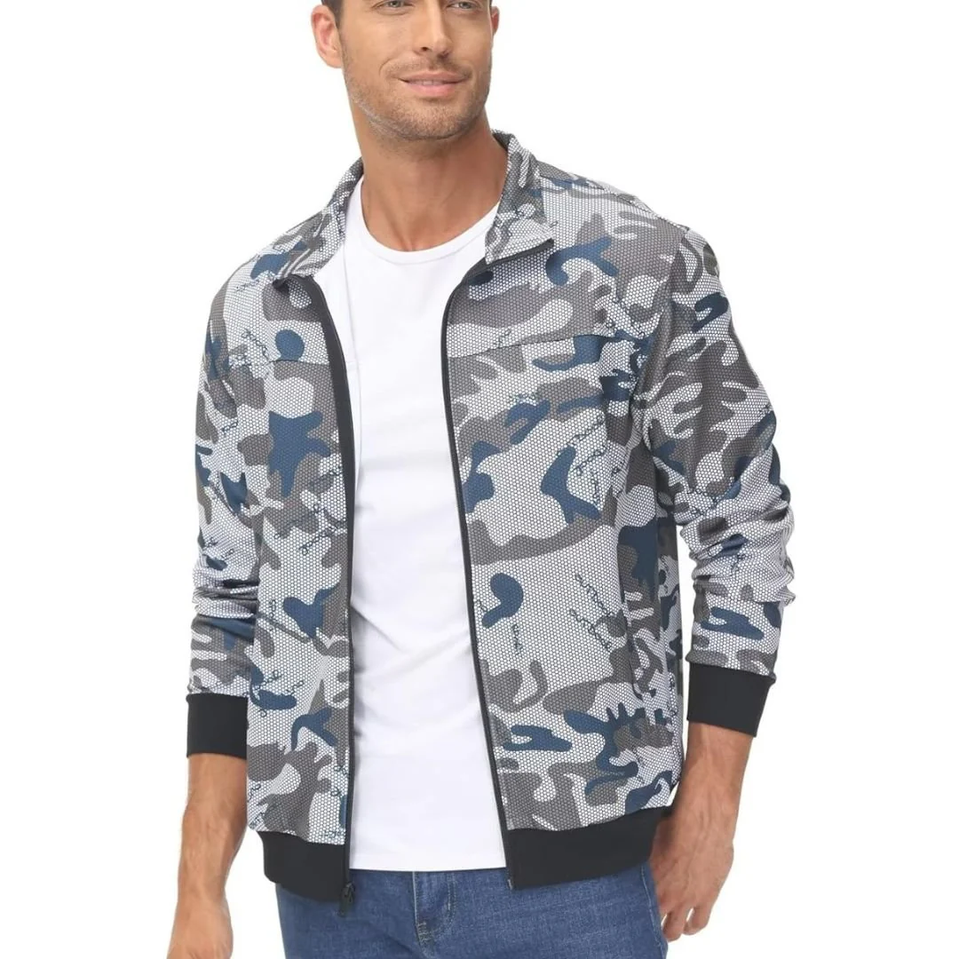 Men's Track Lightweight Full Zip Up Stand Collar Jacket