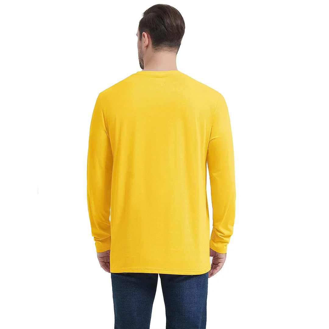 Men's Cotton Solid Color Classic Casual Long Sleeve T-shirt