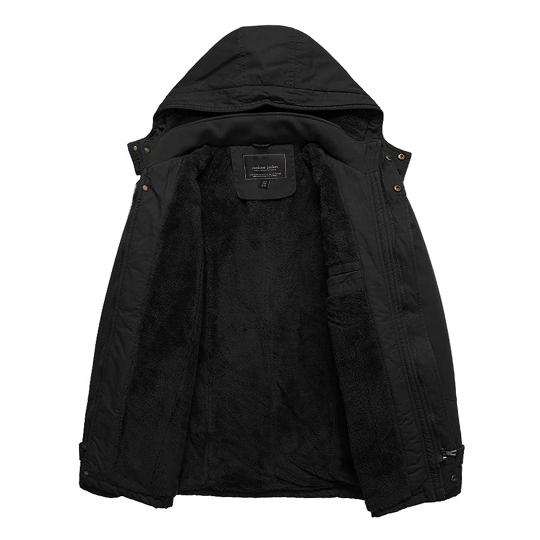 Men's Hood Jackets Thicken Fleece Cotton Work  Winter Coats