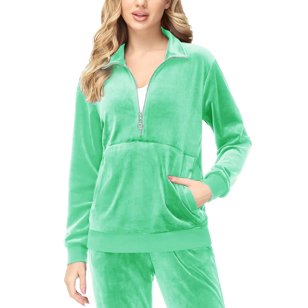 Women's Half Zip Velour Pullovers