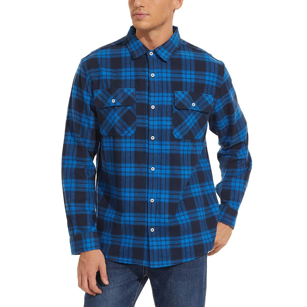 Men's Flannel Tesla Plaid Shirts Long Sleeve