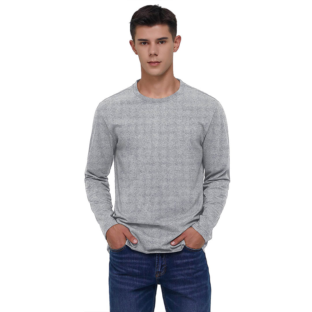 Men's Cotton Solid Color Classic Casual Long Sleeve T-shirt