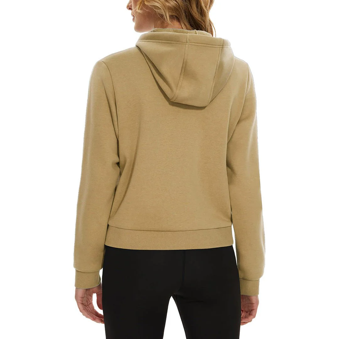 Women's Fleece Lined Full Zip Crop Tops Hoodies