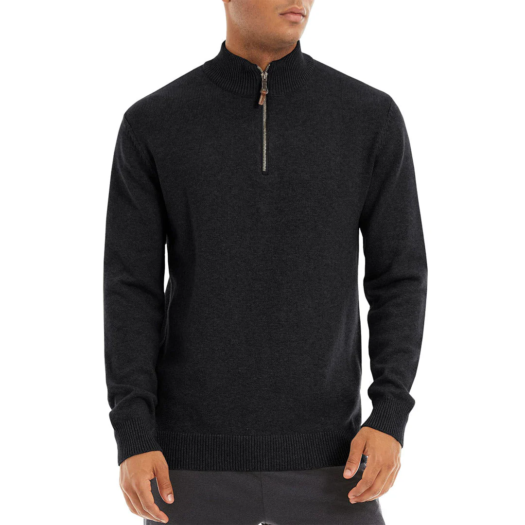 Men's Quarter-Zip Sweater Casual Pullover Knitted Jumper