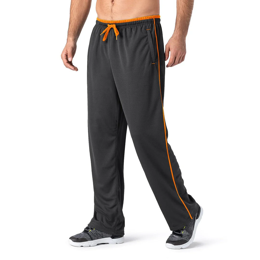 Men's Casual Open Bottom Mesh Sweatpants with Pockets