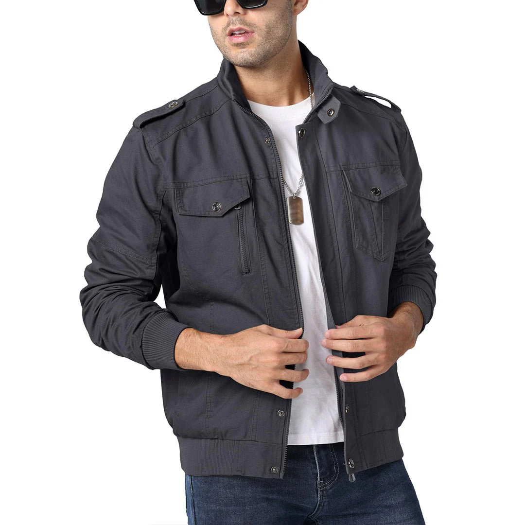 Men's Lightweight Casual Cotton Military Cargo Jacket