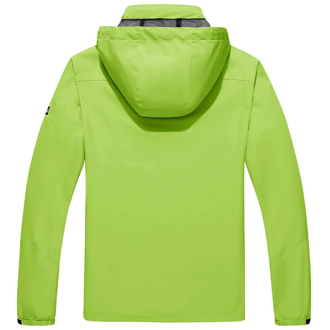 Men's Lightweight Waterproof Windproof Outdoor Hiking Jacket with Zipped Pockets