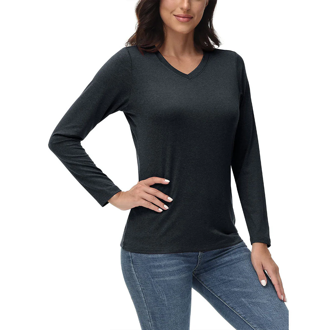 Women's V-Neck Sun Shirts UPF 50+ Long Sleeve T-Shirts