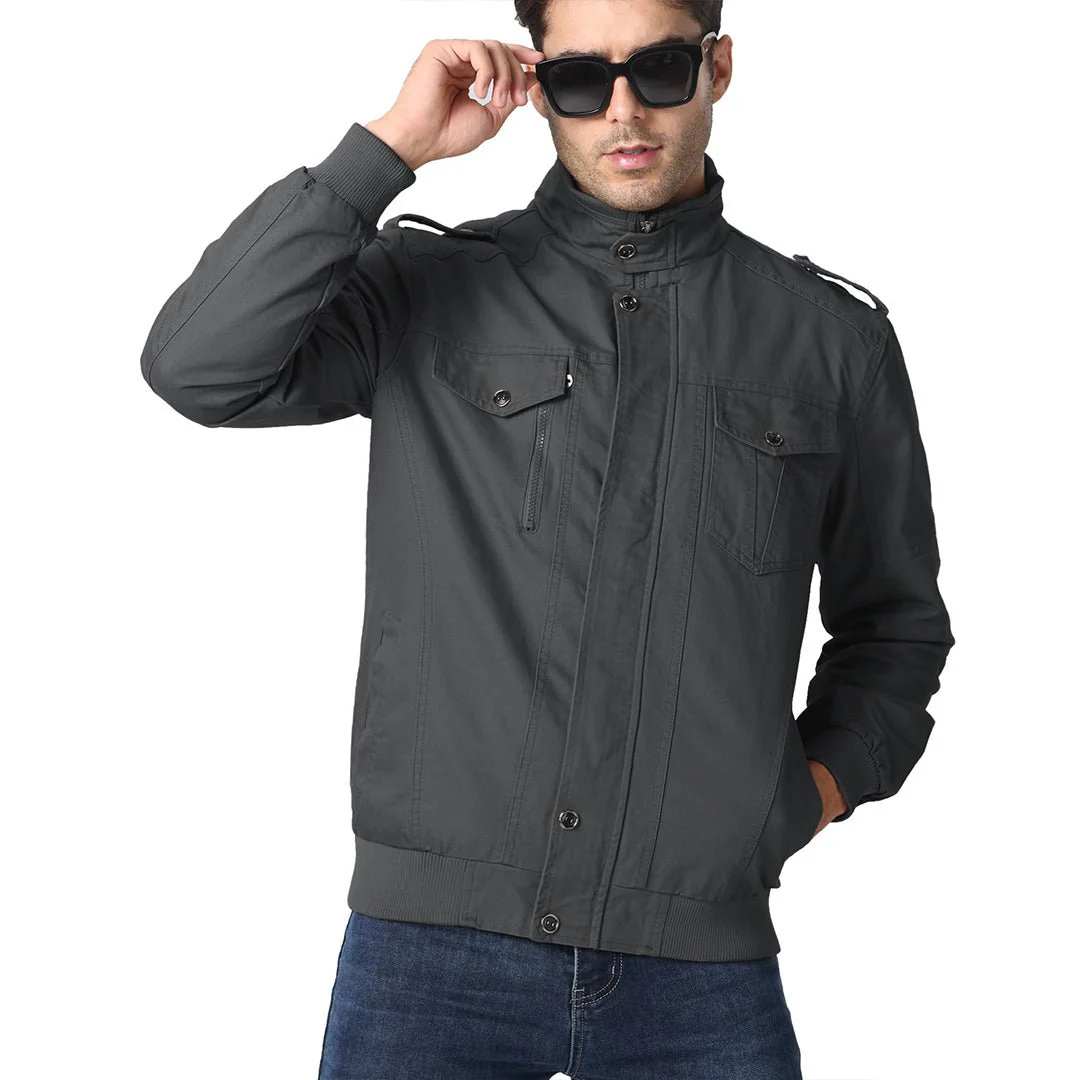 Men's Lightweight Casual Cotton Military Cargo Jacket