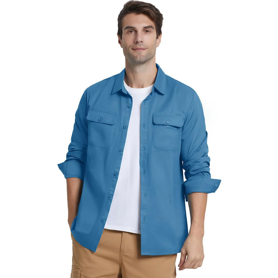 Men's Cotton Casual Button-Up Long Sleeve Shirts