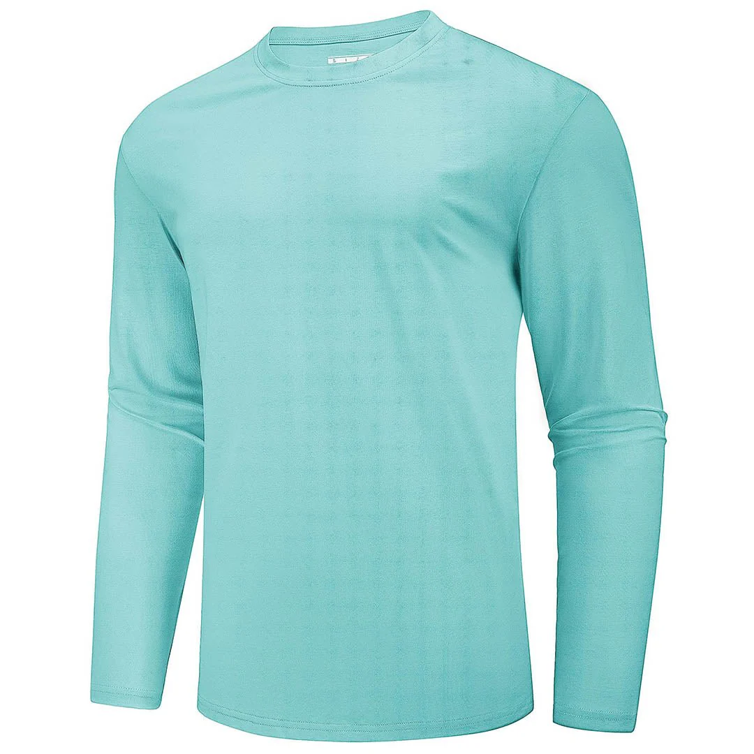 Men's Cotton Solid Color Classic Casual Long Sleeve T-shirt