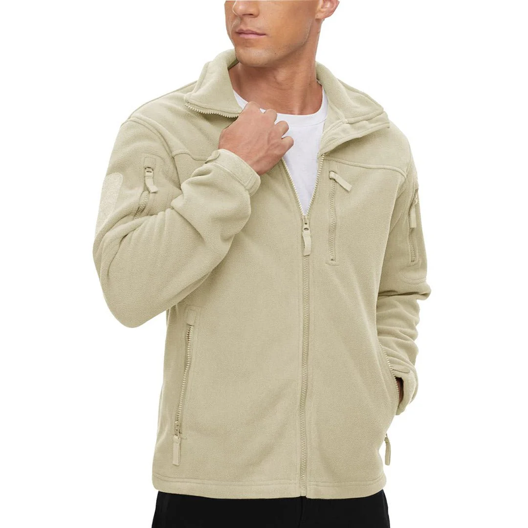 Men's Tactical Fleece Jackets Full Zip Coat with Multi Pockets