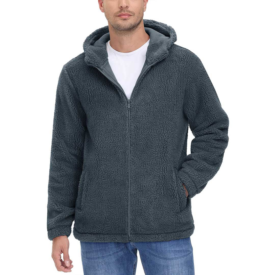 Men's Fleece Hoodies Sherpa Jackets Winter Thermal Coats