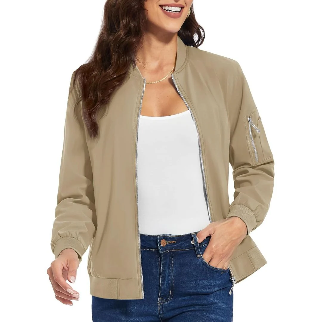 Women's Lightweight Casual Windbreaker Bomber Jackets
