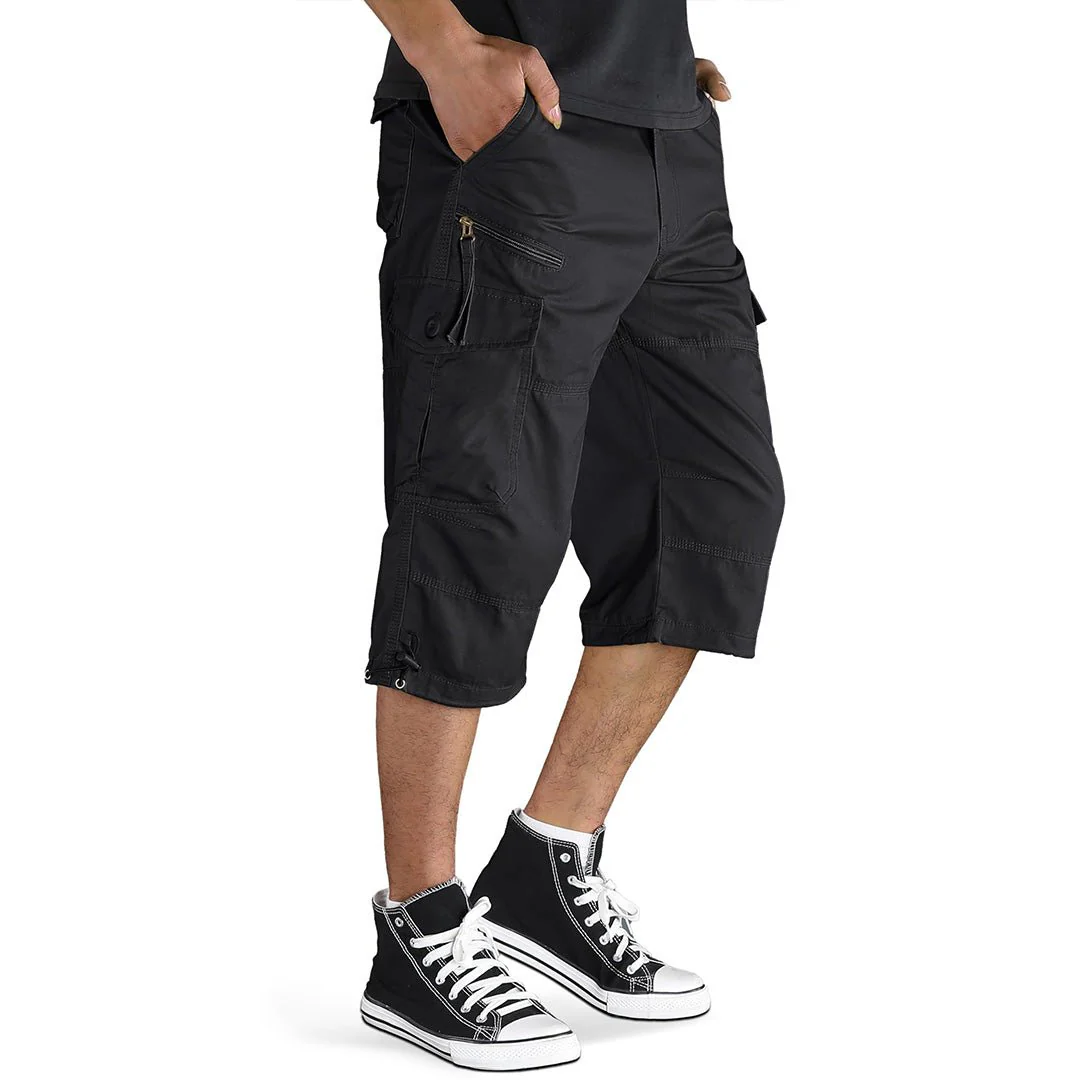 Men's 3/4 Long with 7 Pockets Capri Shorts (No Belt)