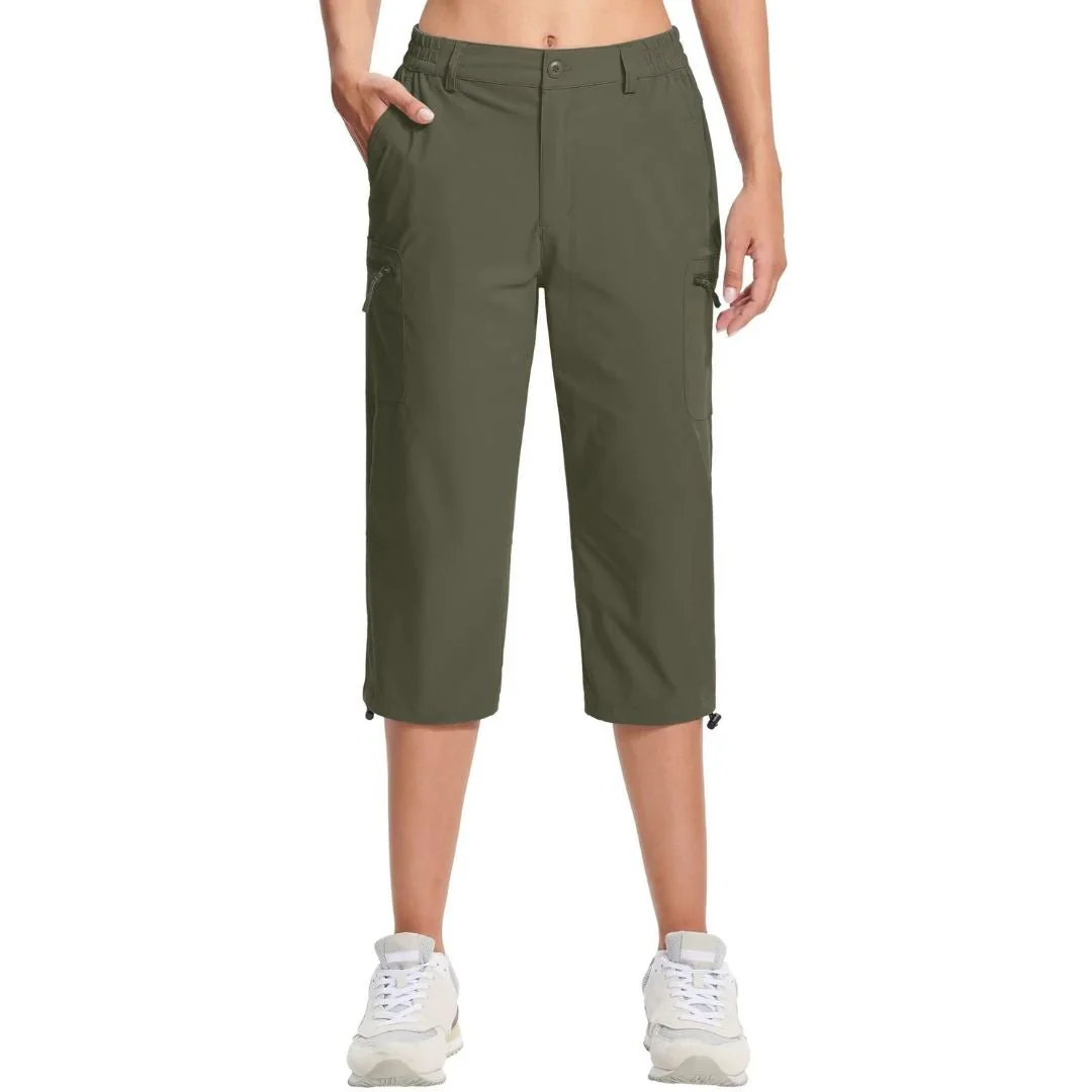 Women's Hiking Pants Cargo Capris Lightweight Stretch Water Resistant Joggers