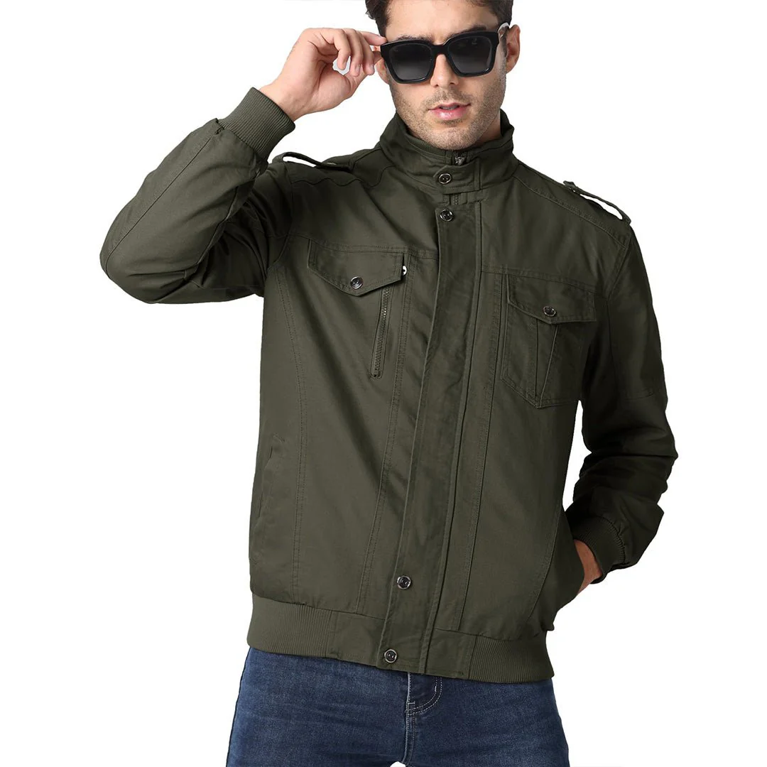 Men's Lightweight Casual Cotton Military Cargo Jacket