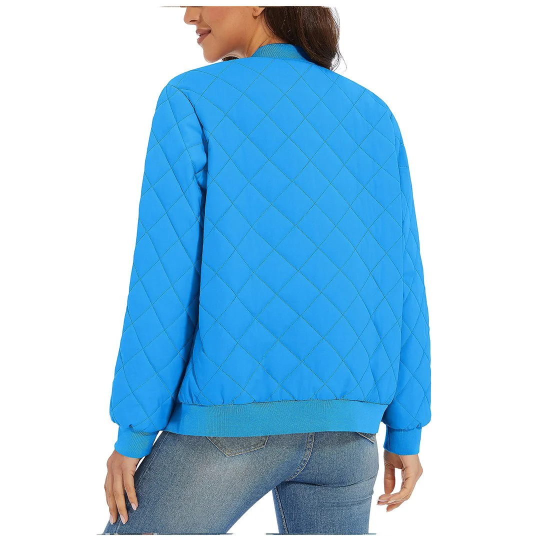 Women's Diamond Quilted Jackets Lightweight Casual Bomber Jacket