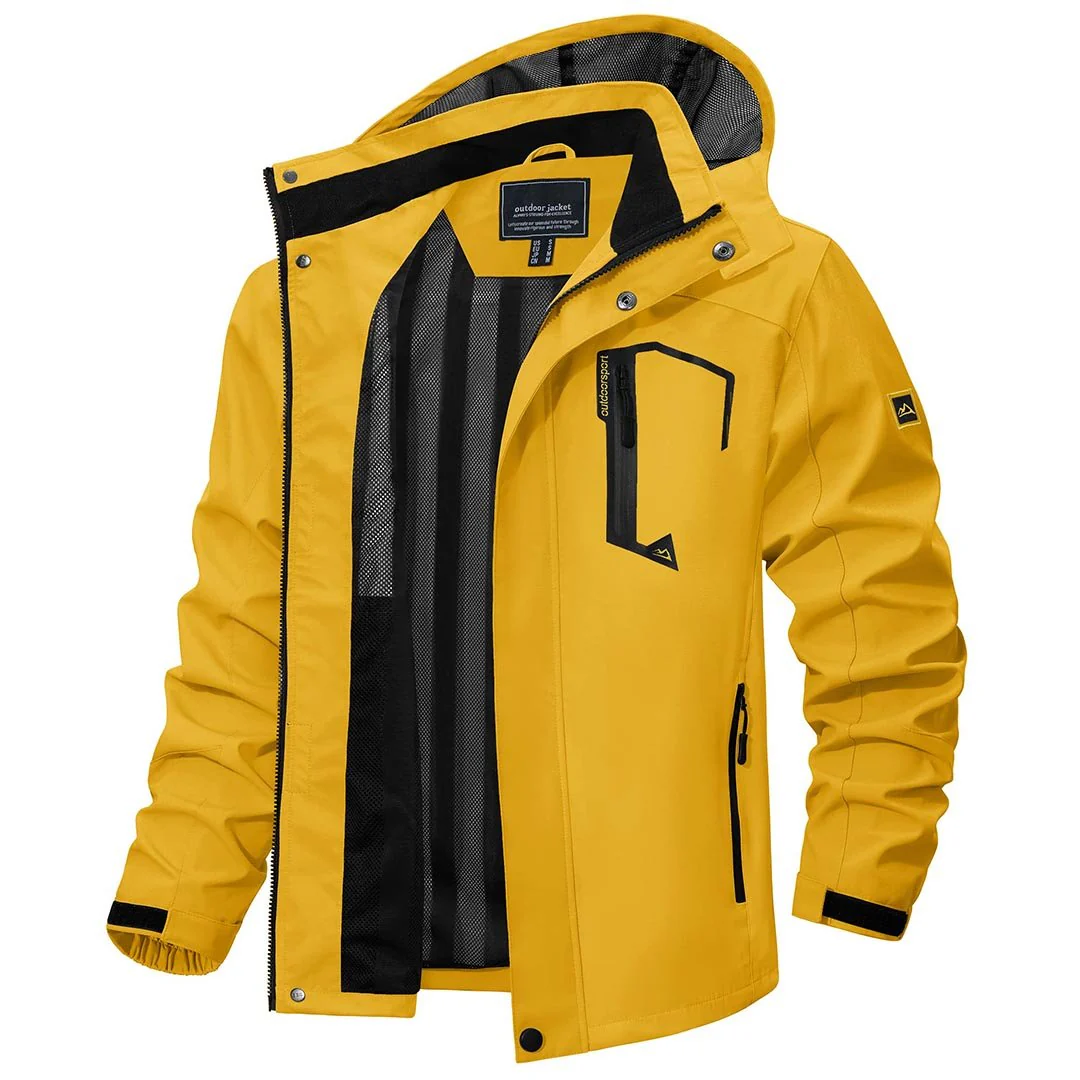 Men's Lightweight Waterproof Windproof Outdoor Hiking Jacket with Zipped Pockets