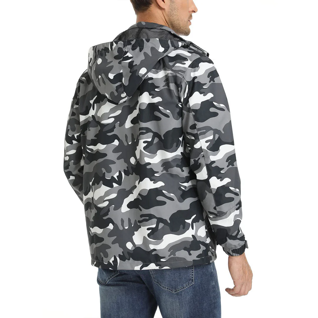 Men's Lightweight Waterproof Windproof Outdoor Hiking Jacket with Zipped Pockets