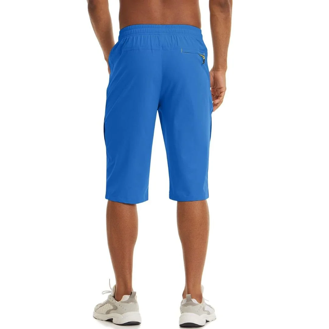 Men's Quick Dry 3/4 Capri Zipper Pockets Long Shorts