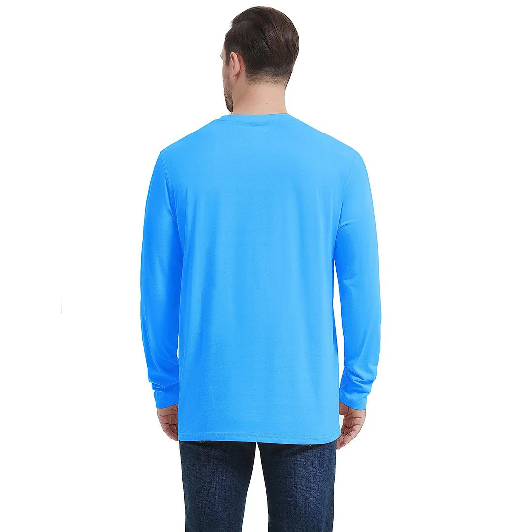 Men's Cotton Solid Color Classic Casual Long Sleeve T-shirt