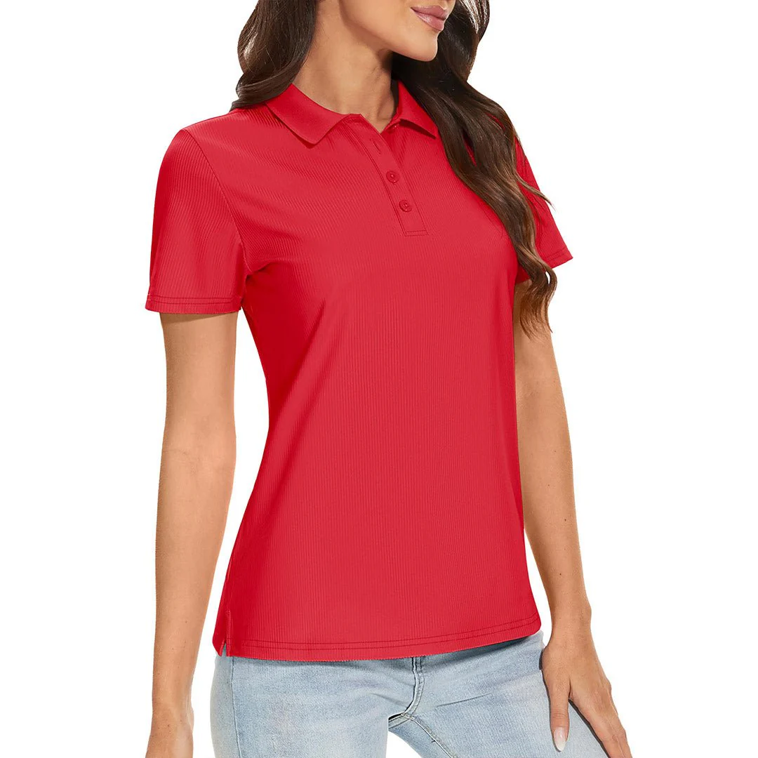 Women's Golf Tennis 4-Button Lightweight Quick-Dry Polo Collared Shirts