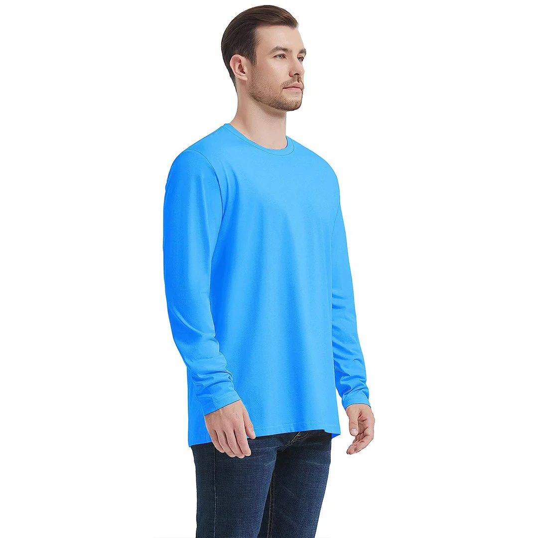 Men's Cotton Solid Color Classic Casual Long Sleeve T-shirt