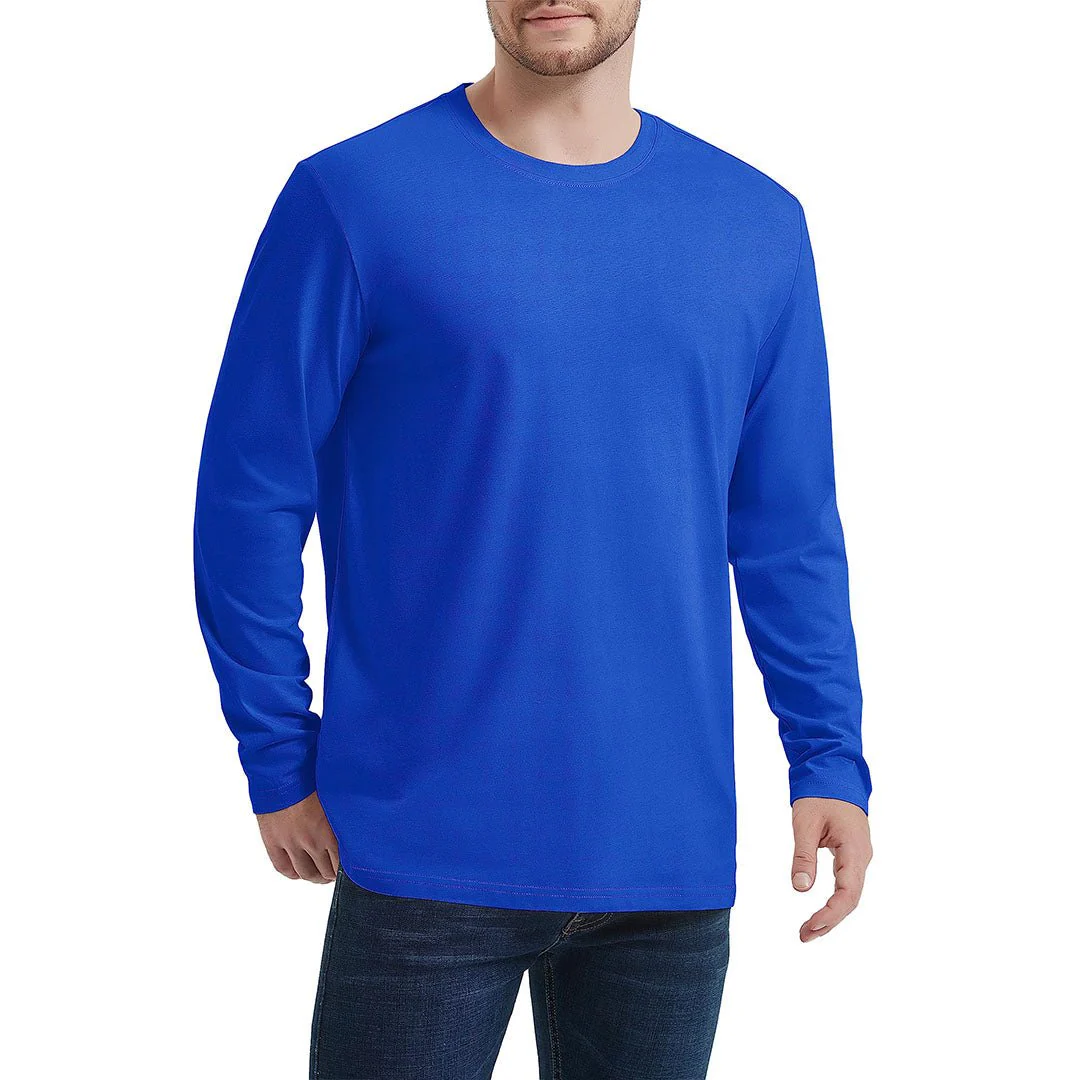 Men's Cotton Solid Color Classic Casual Long Sleeve T-shirt