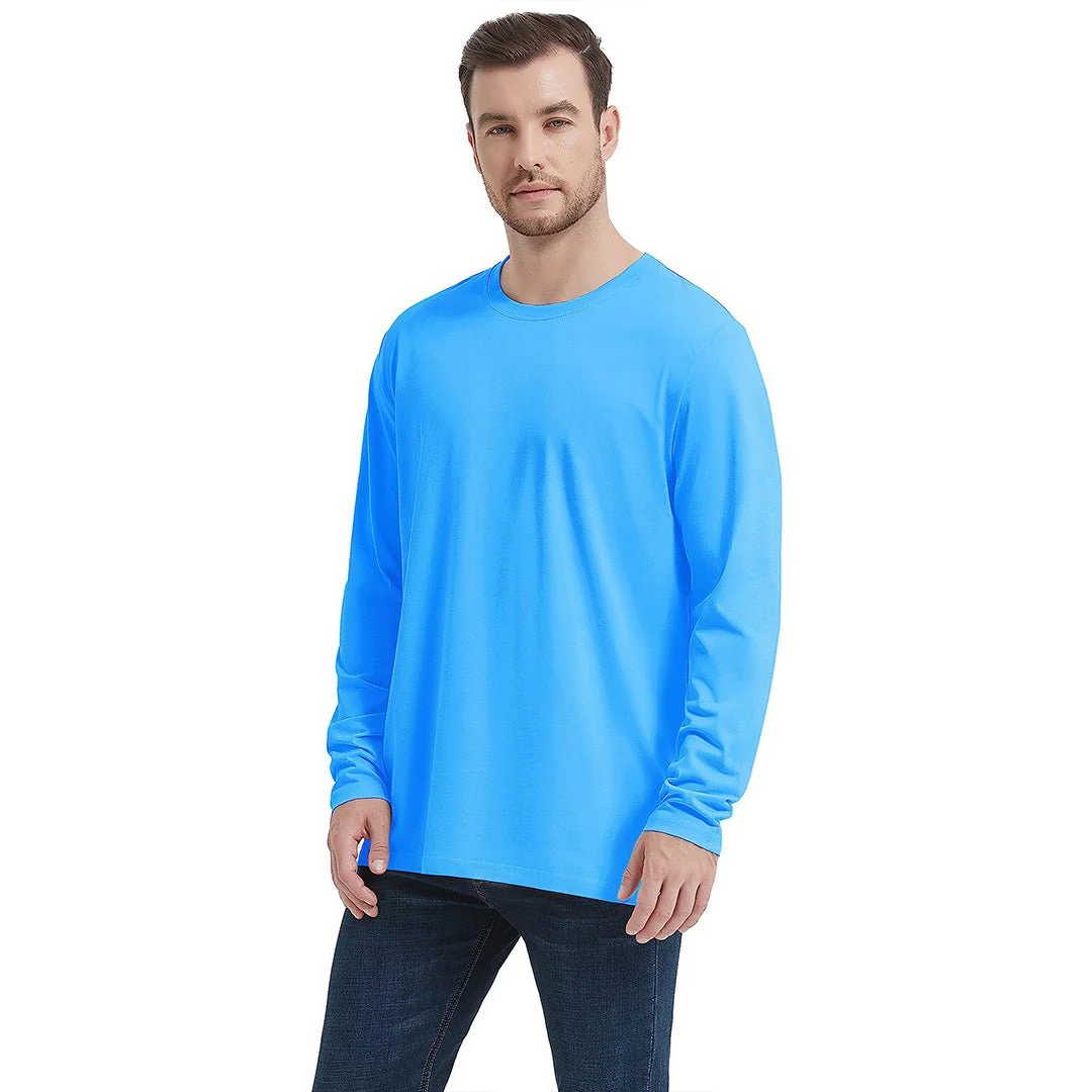 Men's Cotton Solid Color Classic Casual Long Sleeve T-shirt