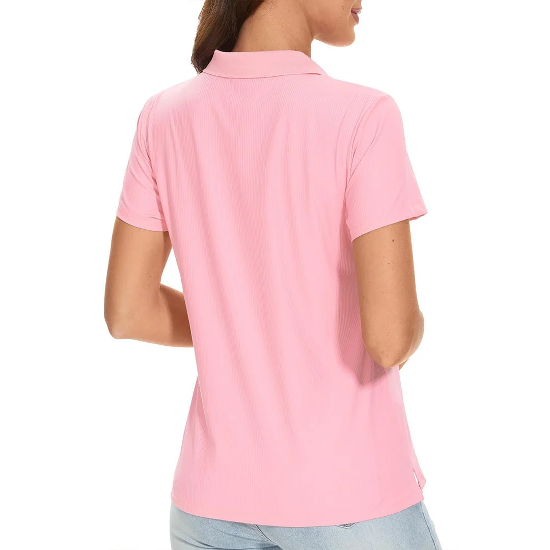 Women's Golf Tennis 4-Button Lightweight Quick-Dry Polo Collared Shirts