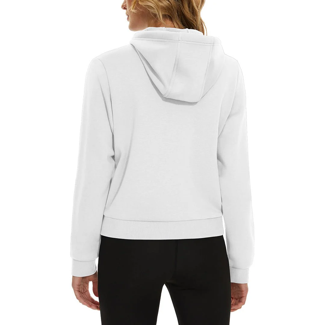 Women's Fleece Lined Full Zip Crop Tops Hoodies