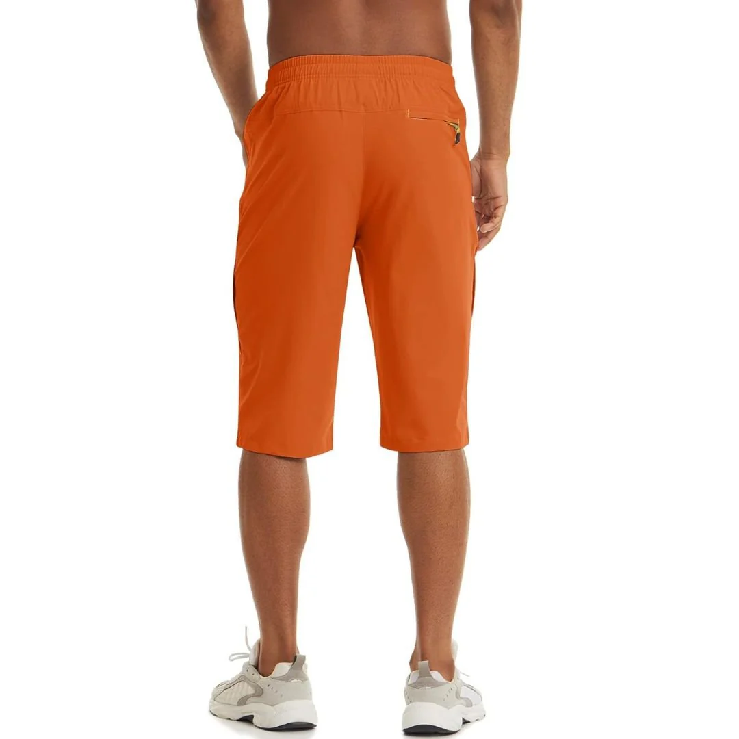 Men's Quick Dry 3/4 Capri Zipper Pockets Long Shorts