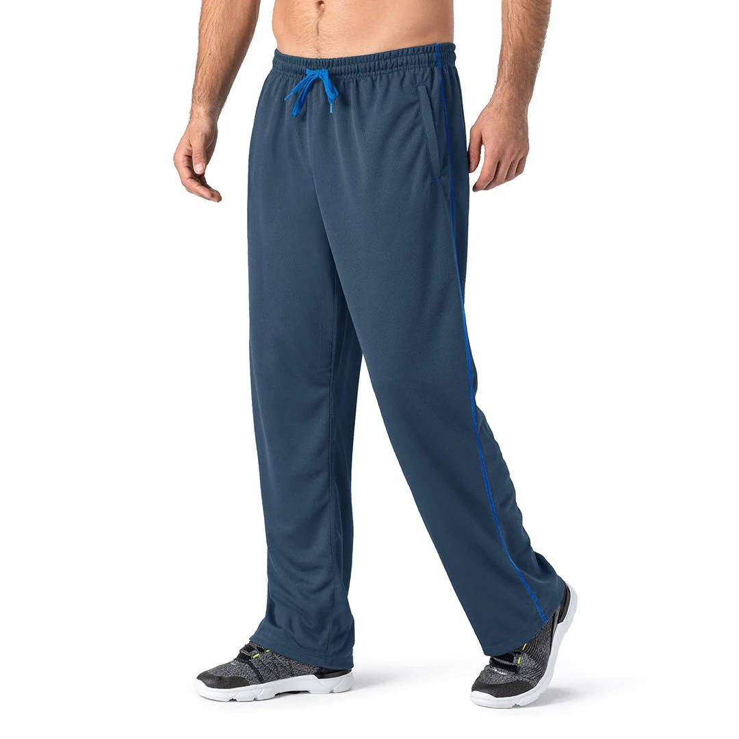 Men's Casual Open Bottom Mesh Sweatpants with Pockets