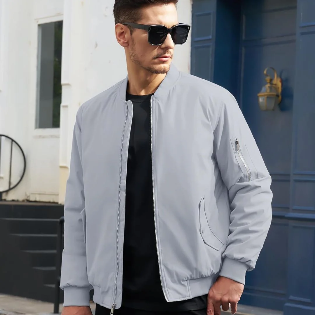 Men's Bomber Jacket Windbreaker Thermal Warm Winter Padded Coats